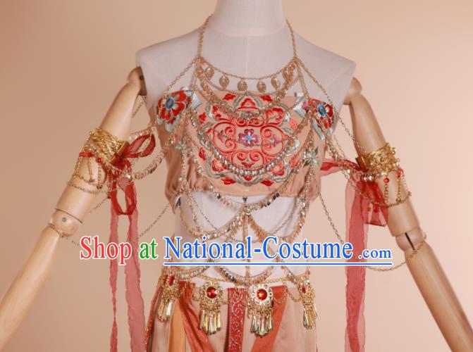 Chinese Ethnic Young Lady Garment Costumes Traditional Dance Dress Ancient Western Regions Princess Clothing and Headpieces