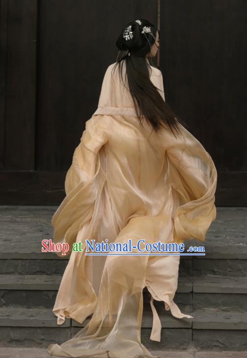 Chinese Ancient Young Beauty Clothing Jin Dynasty Swordswoman Garment Costumes Traditional Orangepink Hanfu Dresses