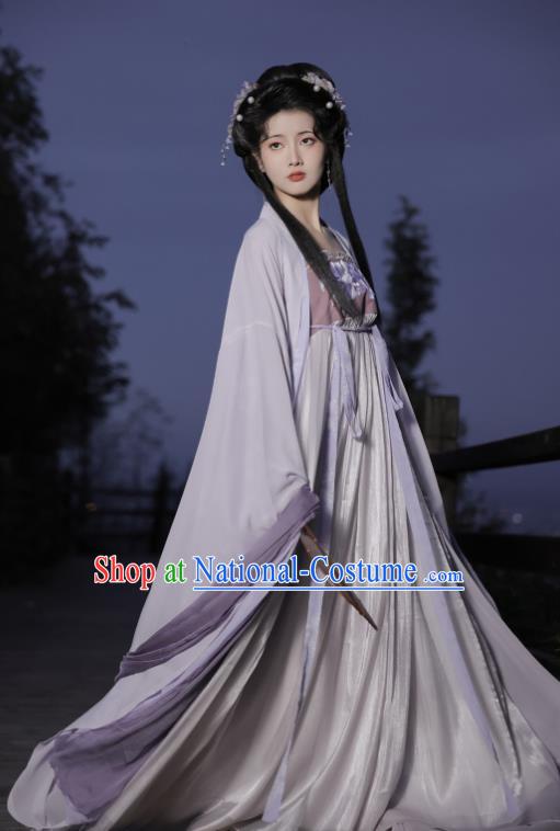 Chinese Traditional Purple Hanfu Dresses Ancient Goddess Clothing Tang Dynasty Princess Garment Costumes