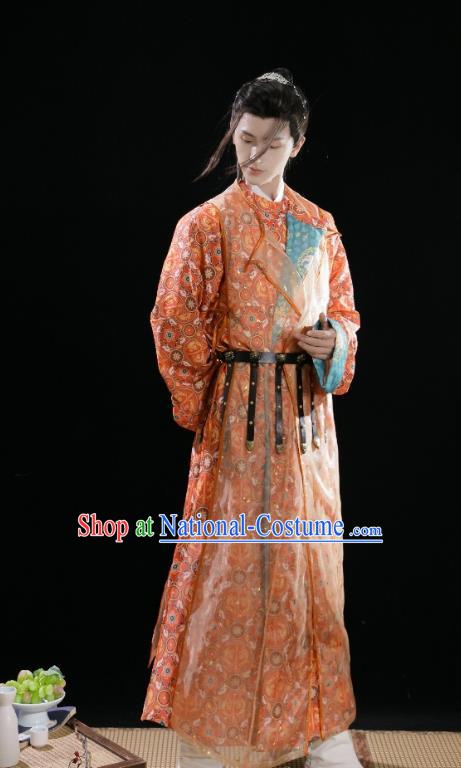 China Traditional Dun Huang Design Hanfu Robe Tang Dynasty Male Costume Ancient Young Hero Clothing