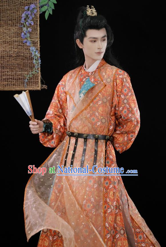 China Traditional Dun Huang Design Hanfu Robe Tang Dynasty Male Costume Ancient Young Hero Clothing