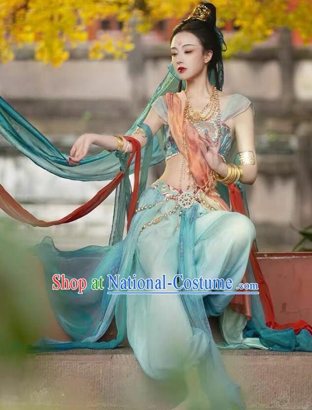 Traditional Chinese Dun Huang Flying Apsaras Costume Ancient Tang Dynasty Dance Lady Dress Fairy Hanfu Clothing