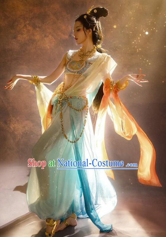 Traditional Chinese Dun Huang Flying Apsaras Costume Ancient Tang Dynasty Dance Lady Dress Fairy Hanfu Clothing