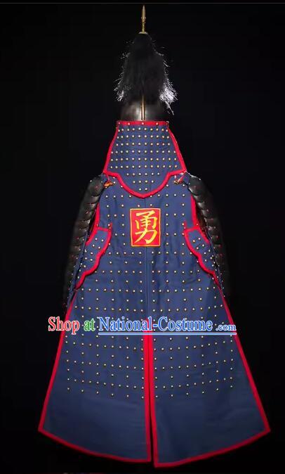 China Ancient Warrior Costumes Armor and Helmet Traditional Ming Dynasty General Clothing Complete Set