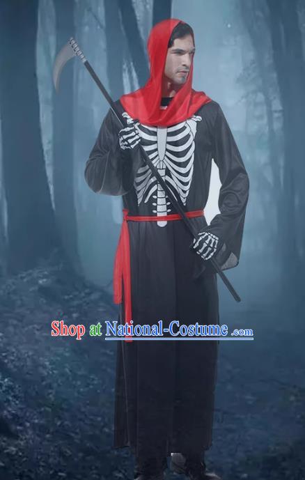 Top Cosplay Ghost Black Robe Fancy Ball God of Death Clothing Halloween Demon Costume