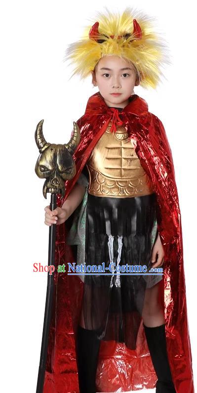 Cosplay Little Monster Red Cape Outfit  Fancy Ball Journey to the West Bull Demon King Clothing Children Halloween Costume