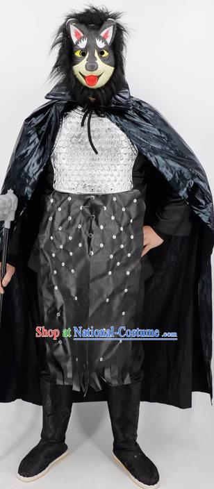 Drama Journey to the West Demon Dog Clothing Top Halloween Fancy Ball Costume Cosplay Monster Black Cape Outfit