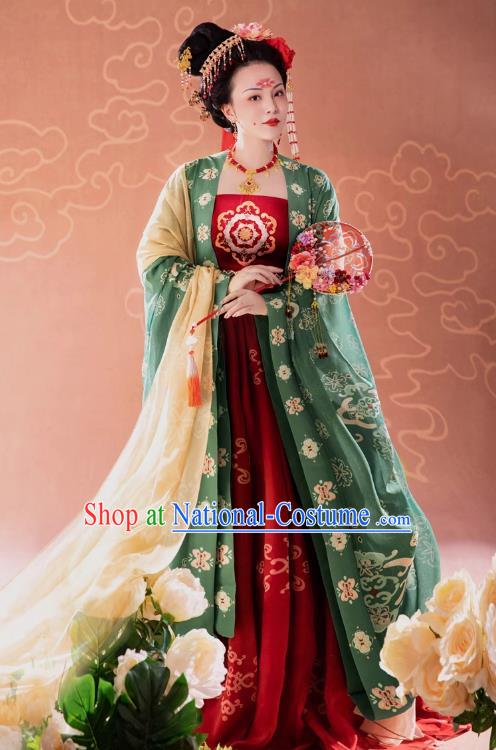 China Tang Dynasty Imperial Concubine Yang Clothing Traditional Hanfu Hezi Qun Ancient Court Woman Costumes