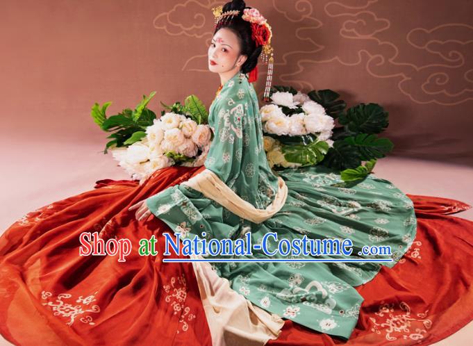 China Tang Dynasty Imperial Concubine Yang Clothing Traditional Hanfu Hezi Qun Ancient Court Woman Costumes