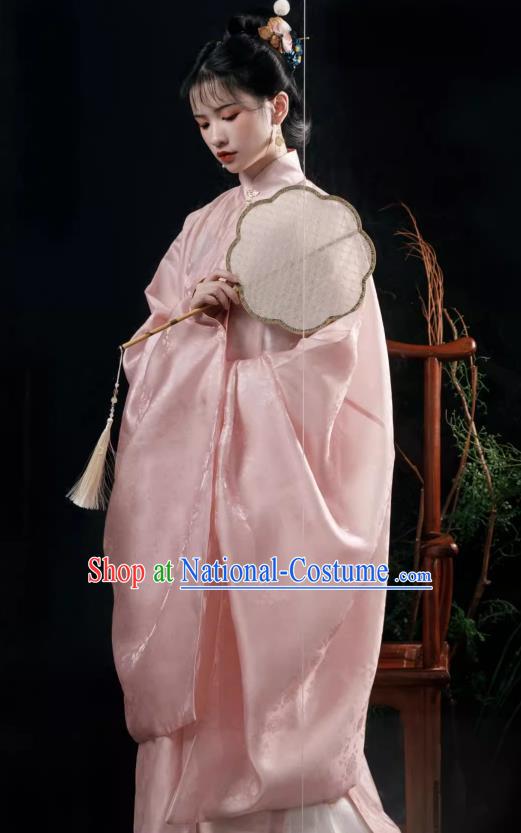 China Ming Dynasty Pink Long Gown and Skirt Traditional Hanfu Ancient Palace Princess Costumes