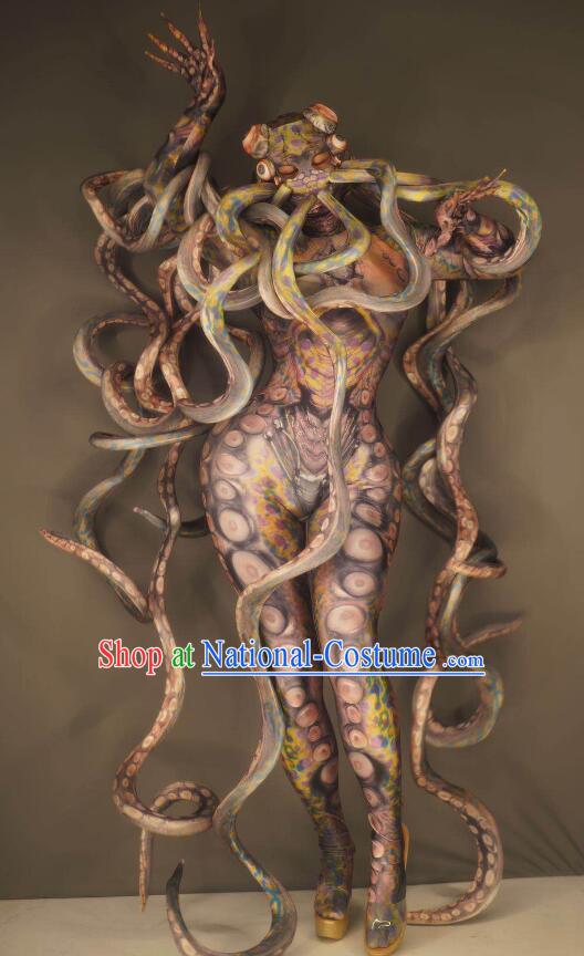 Female Cosplay Octopus Bugbear Costume Halloween Fancy Ball Demon Monster Fashion