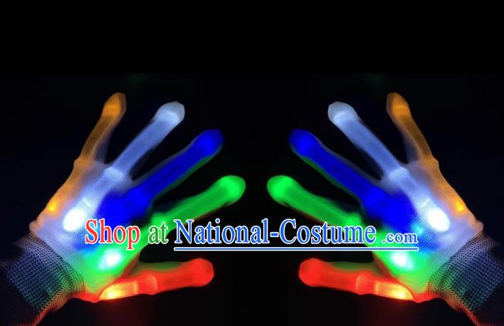 Colorful Halloween LED Gloves Cosplay Fluorescent Hand Bone Props