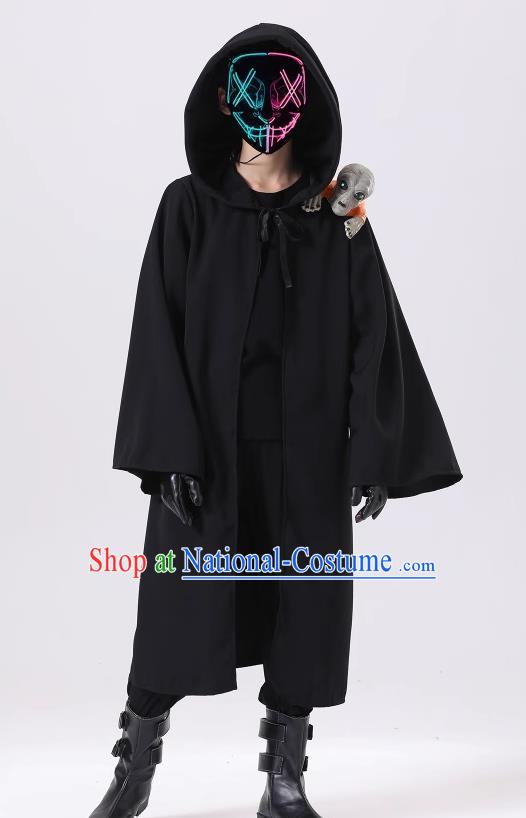 Halloween Fancy Ball Costume Cosplay Demon Black Robe and Mask for Children