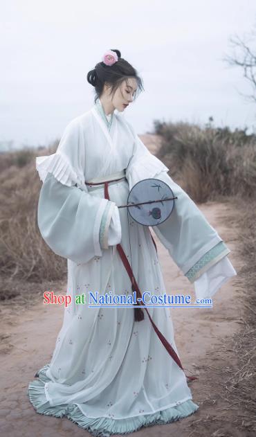 China Traditional Hanfu Ancient Young Lady Clothing Jin Dynasty Noble Woman Replica Costumes