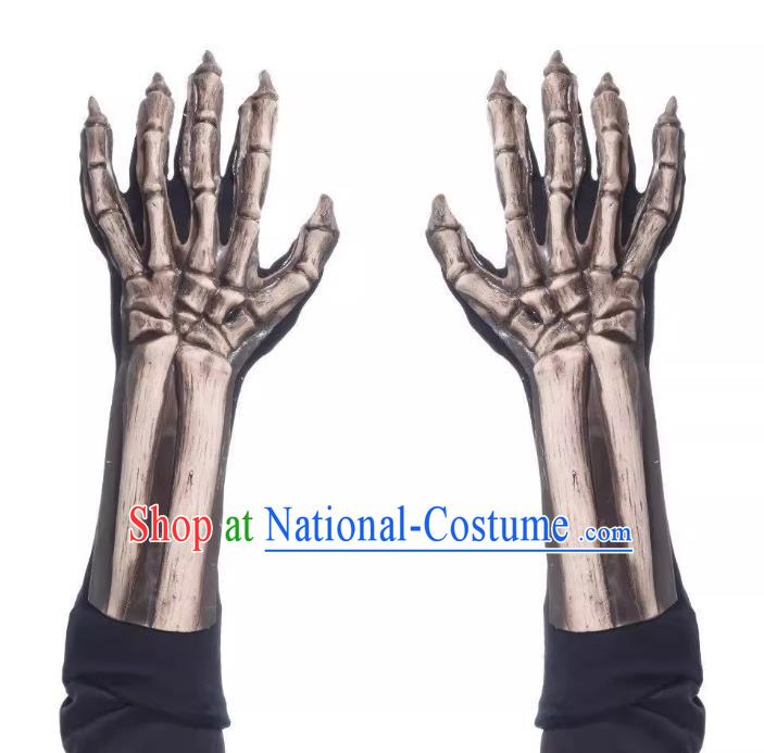 Top Halloween Demon Hand Bone Gloves Fancy Ball Devil Accessories Cosplay Skull Prop