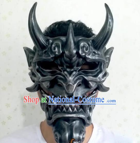 Top Halloween Hannya Ghost Black Mask Fancy Ball Headwear Cosplay Heavenly Hound Prop