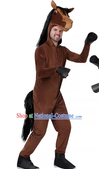 Top Cosplay Horse Brown Outfit Halloween Party Costume Stage Performance Animal Clothing