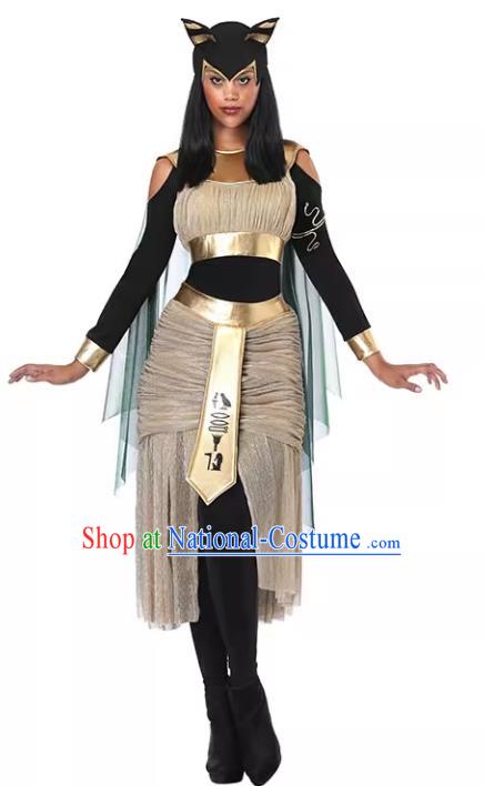 Top Stage Performance Female Warrior Clothing Cosplay Egypt Cat Goddess Dress Halloween Party Costume