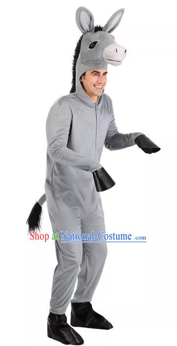 Top Stage Performance Animal Clothing Cosplay Donkey Grey Outfit Halloween Party Costume