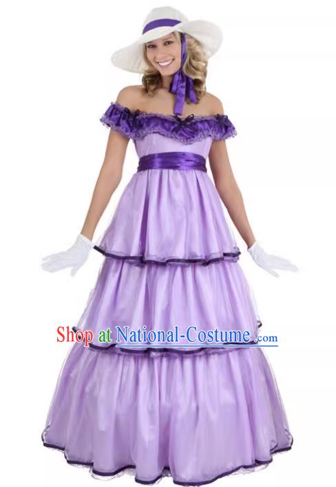 Halloween Party Costume Stage Performance Farm Mistress Clothing Princess Purple Dress