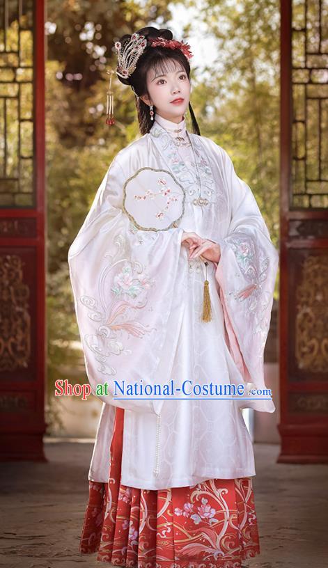 China Traditional Hanfu A Dream in Red Mansions Shi Xiang Yun Dress Ancient Ming Dynasty Young Beauty Costumes