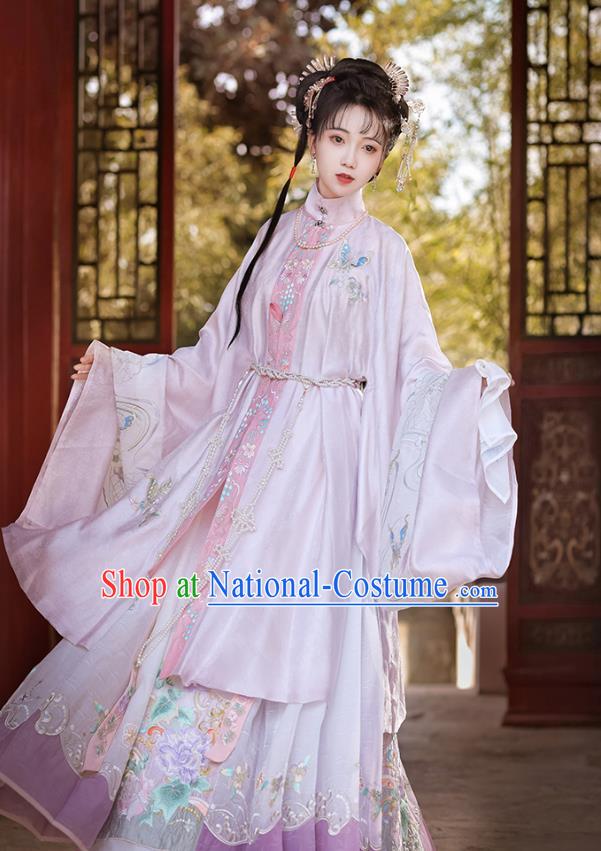 China A Dream in Red Mansions Lin Dai Yu Dress Traditional Embroidered Hanfu Ancient Ming Dynasty Young Beauty Costumes