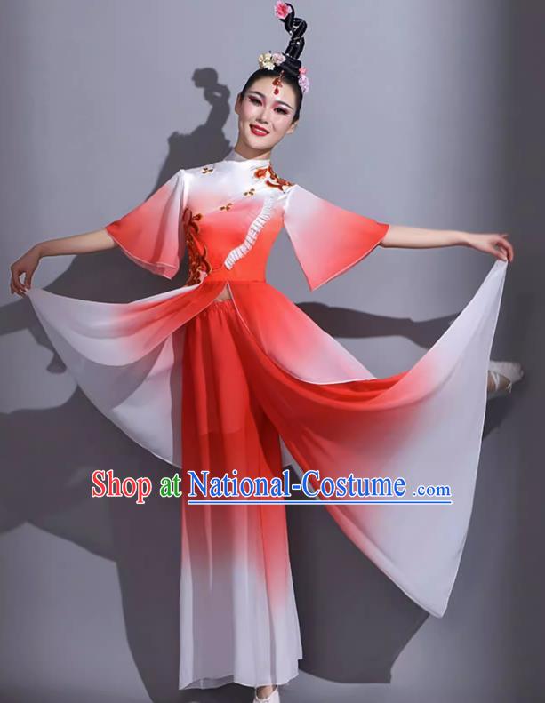 Red Classical Dance Costumes Female Fan Dance Costumes Square Dance Suits Jiaozhou Yangko Dance Costumes Stage Costumes