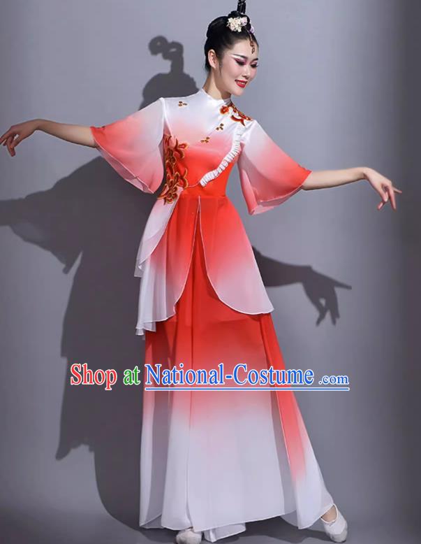 Red Classical Dance Costumes Female Fan Dance Costumes Square Dance Suits Jiaozhou Yangko Dance Costumes Stage Costumes