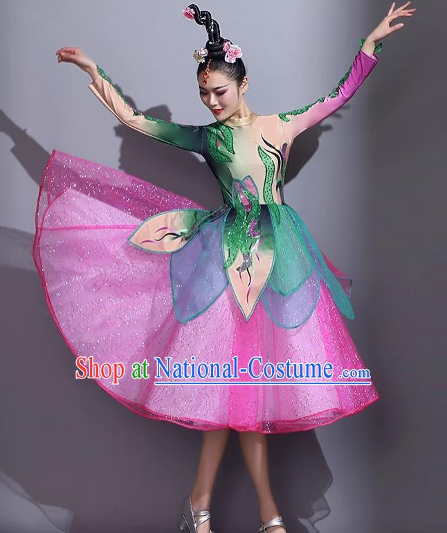 Modern Dance Short Skirt Performance Costume Mid Length Dance Skirt Opening Dance Costume Backup Dance Square Dance Competition Fan Dance