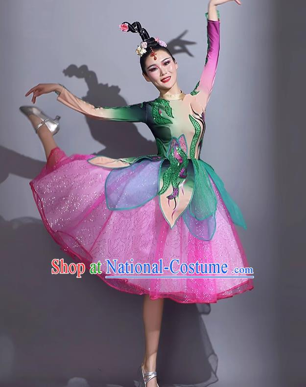 Modern Dance Short Skirt Performance Costume Mid Length Dance Skirt Opening Dance Costume Backup Dance Square Dance Competition Fan Dance