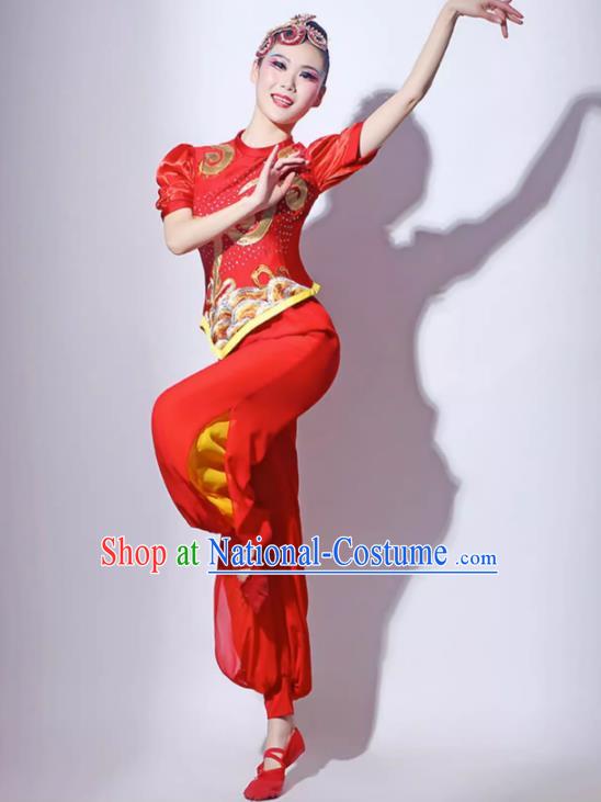 Red Festive Yangko Dance Costume Fan Dance Lantern Dance Performance Costume Short Skirt Modern Dance Costume Square Dance Skirt