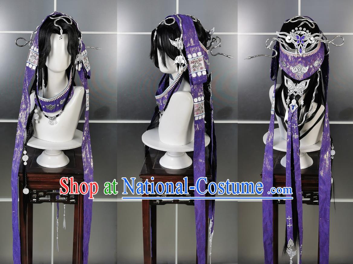 Five Poisons Adult Girl Cheng Ji Poison Sister Wig and Headdress Jianwang 3 Jian San Cosplay Headpiece