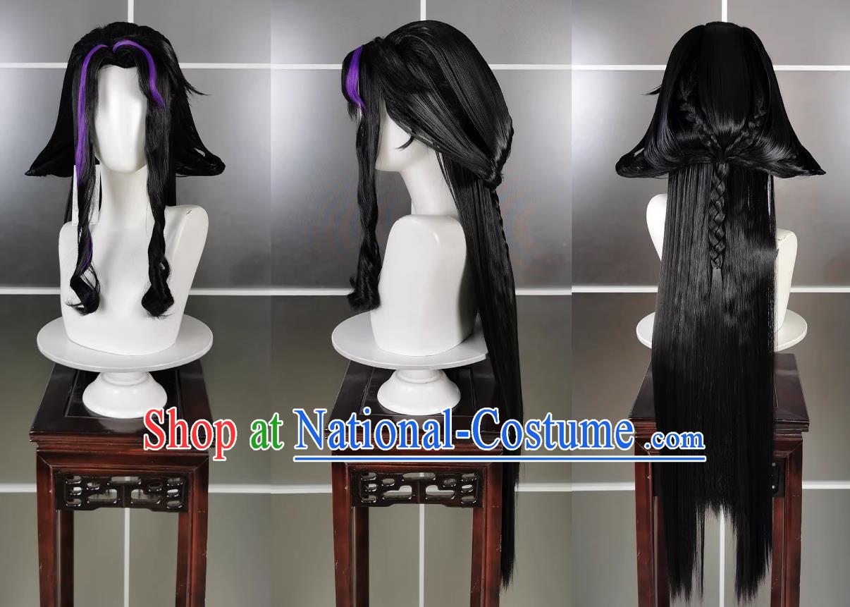 Five Poisons Adult Girl Zhan Feng Du Sister Wig and Headdress Jianwang 3 Jian San Cosplay Headwear Styling Hair