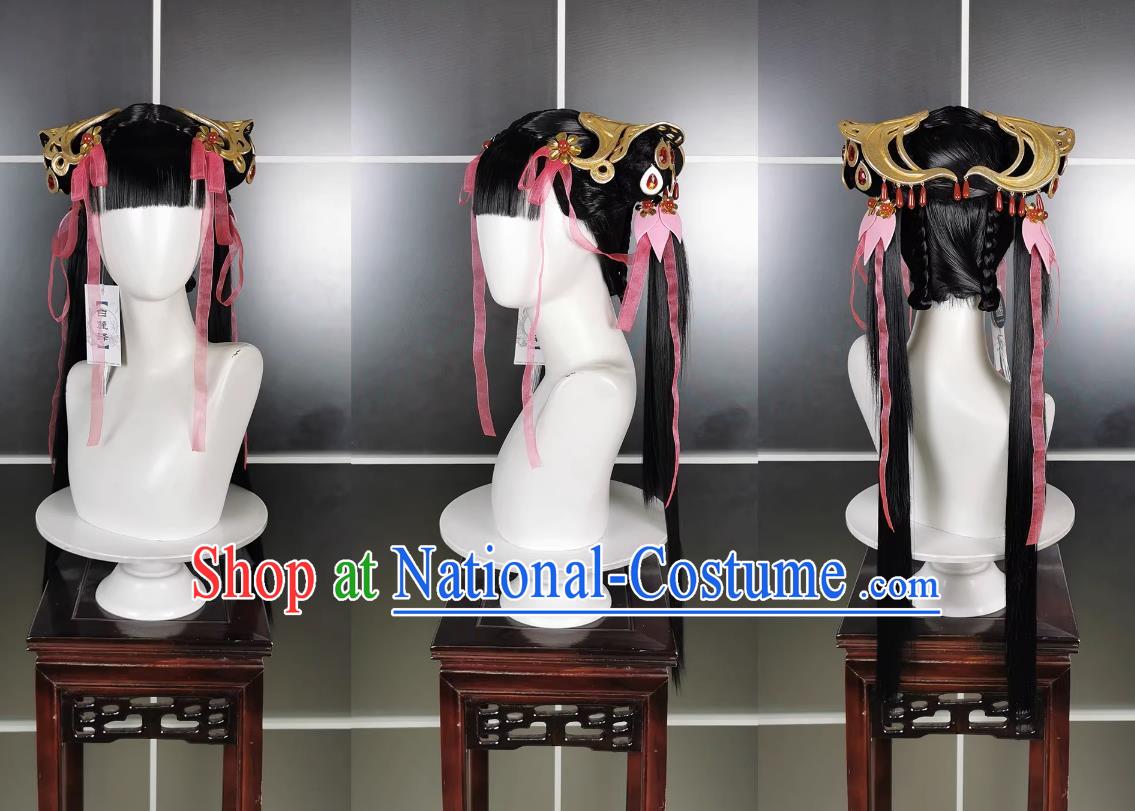 Qixiu Loli Chi Ming Xiuluo Wig and Headdress Jianwang 3 Jiansan Cosplay Headpiece