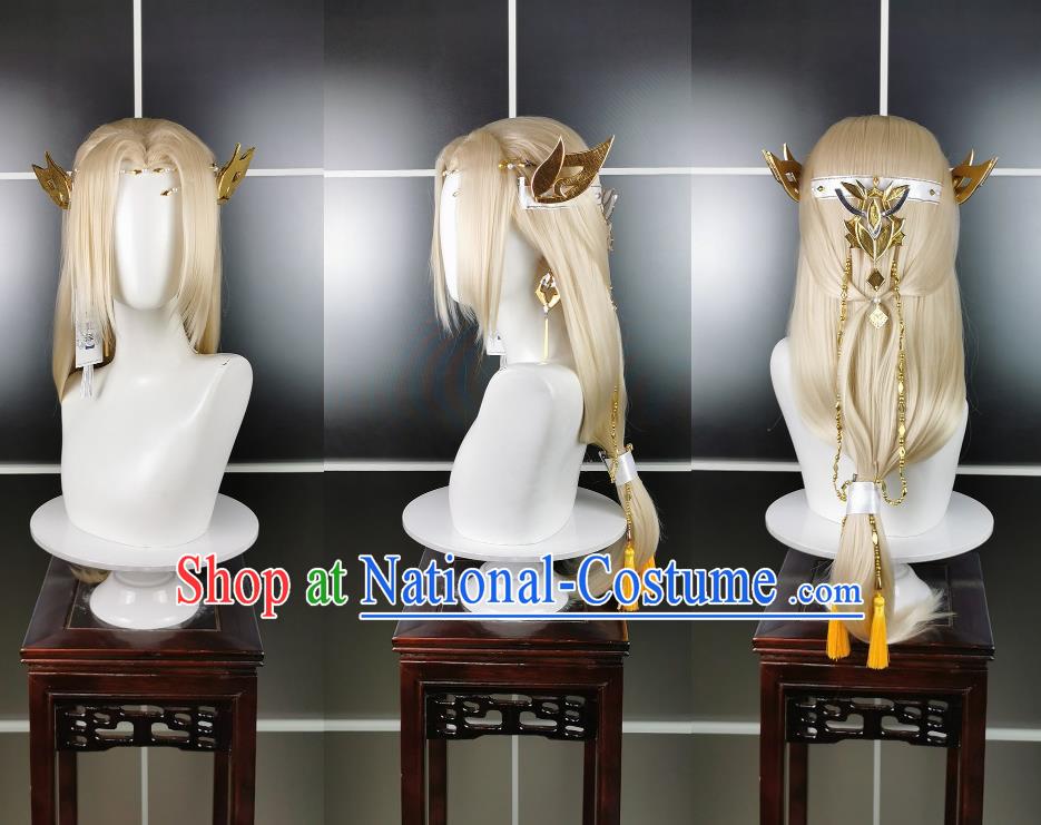 Shanting Yanyueguo Jin Zhengtai Wig Headdress Jiansan Cosplay Wig Headgear Blonde Hair