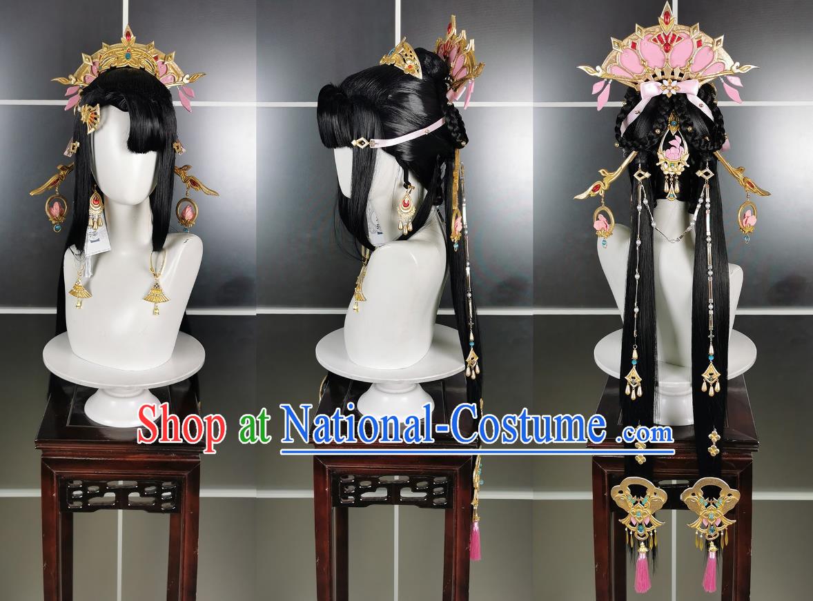 Qixiu Loli Chengji Xiuluo Wig and Headdress Jianwang 3 Jiansan Cosplay Headpiece