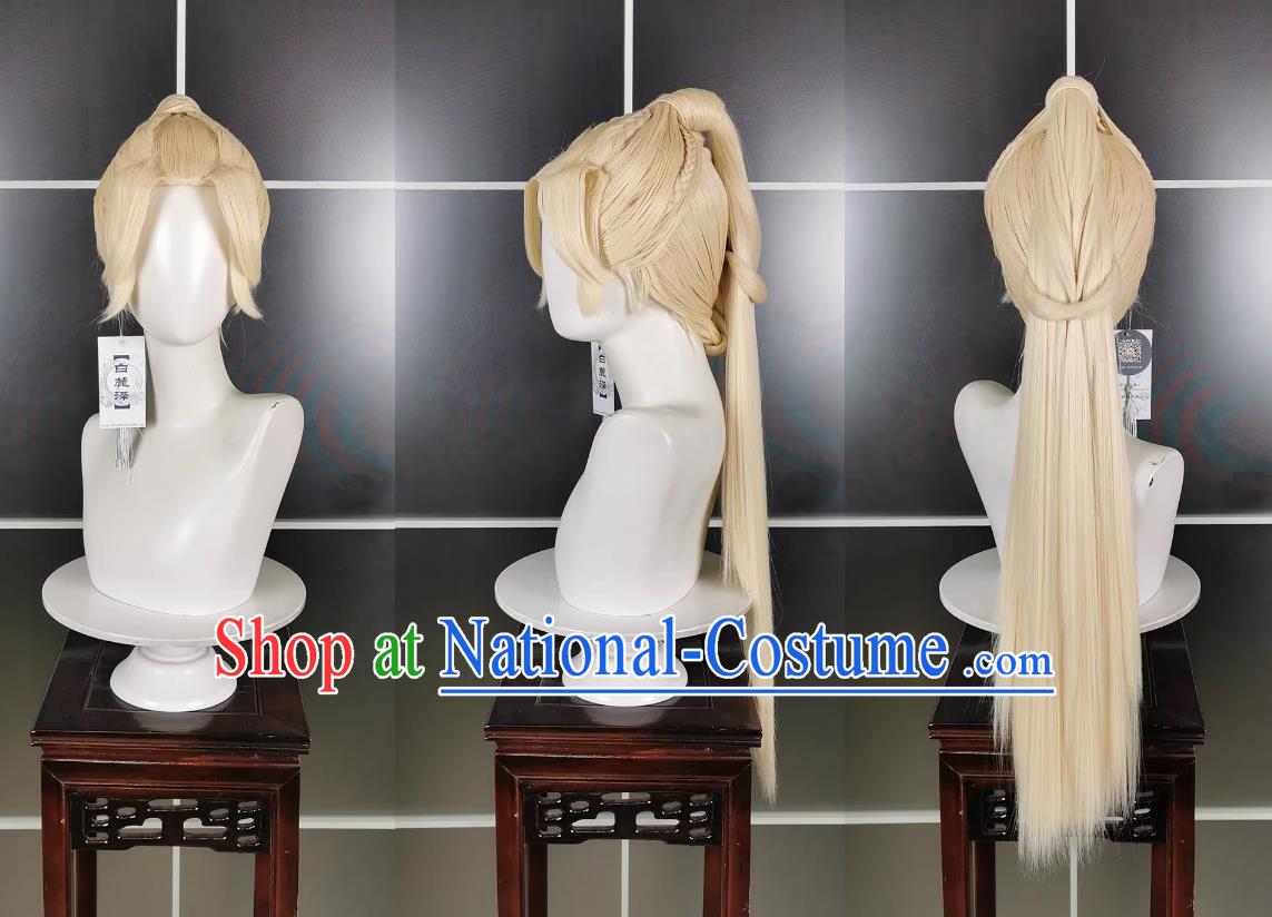 Timeless Elf Jin Zhengtai Wig Headdress Sword Three Cosplay Wig Blonde