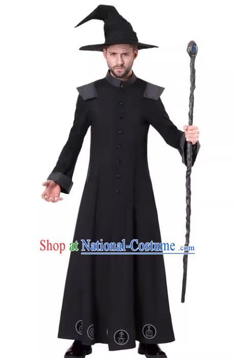 Cosplay Prophet Black Outfit Halloween Stage Performance Clothing Fancy Ball Wizard Costume