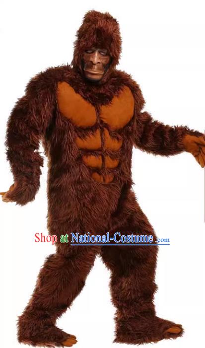 Cosplay Gorilla Brown Outfit Halloween Stage Performance Clothing Fancy Ball Animal Wild Man Costume