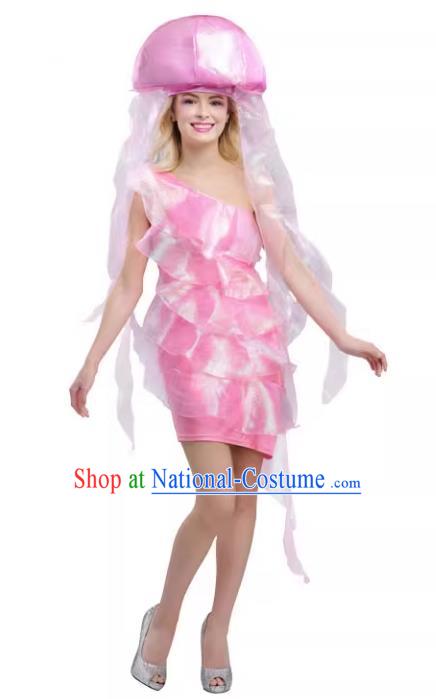 Halloween Stage Performance Clothing Fancy Ball Marine Theme Costume Cosplay Jellyfish Pink Dress