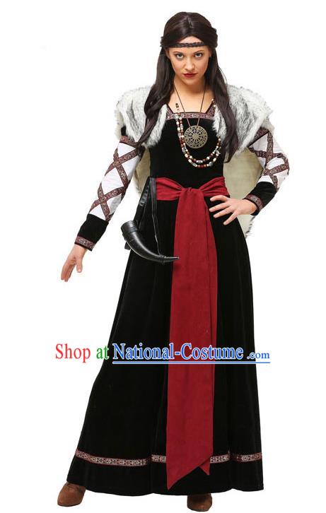 Halloween Fancy Ball Costume Cosplay Vikings Dress Renaissance Stage Performance Woman Pirate Clothing