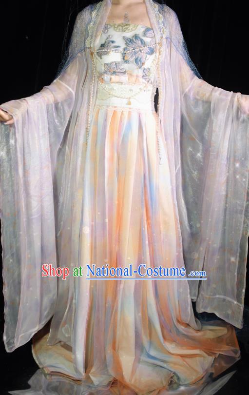 Ice Queen Hanfu China Ancient Goddess Clothing Fairy Blue Hezi Dress