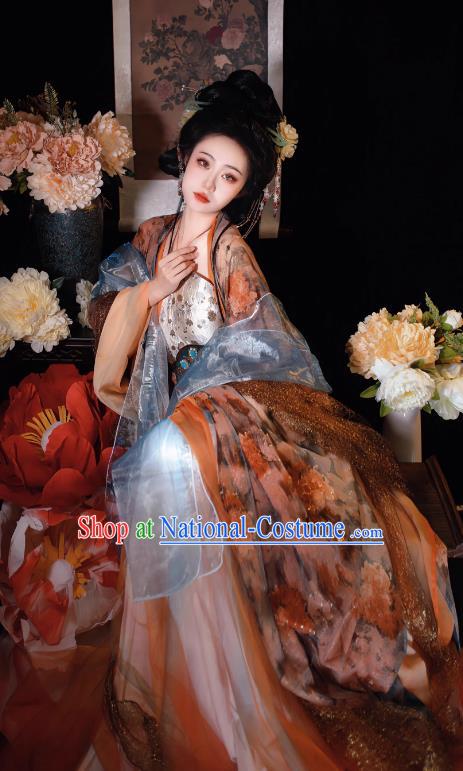 China Tang Dynasty Clothing Imperial Consort Hezi Dress Ancient Court Woman Hanfu