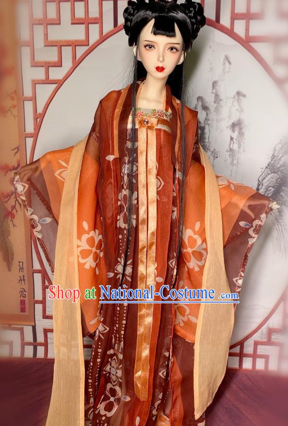 Handmade BJD Costume Top Figurine Hanfu Clothing Customize Ancient Girl Red Ruqun Dress