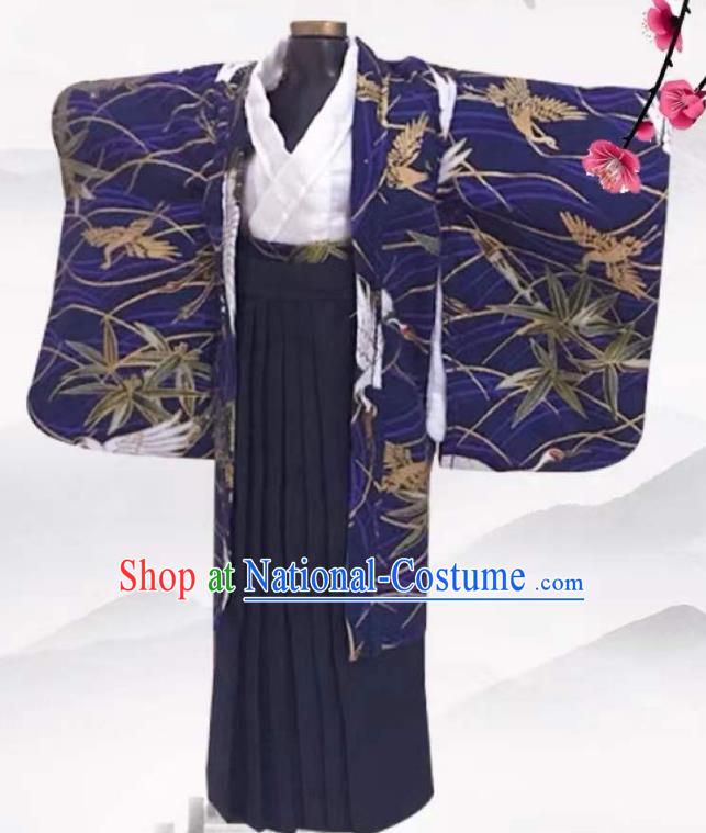 Handmade BJD Doll Costume Top Super Dollfie Japanese Clothing Customize Male Dark Blue Kimono