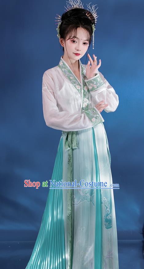 Song Dynasty Embroidered Costumes Traditional Hanfu Lilac Long Beizi Dress China Ancient Young Lady Clothing