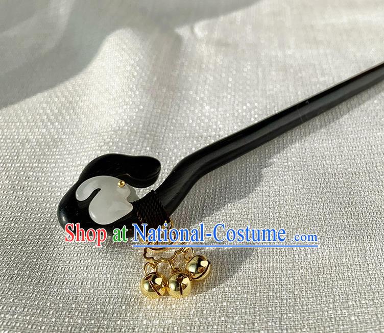 Traditional Hanfu Hair Stick Cheongsam Jade Rabbit Hair Jewelry Christmas Gift Chinese Handmade Ebony Hairpin