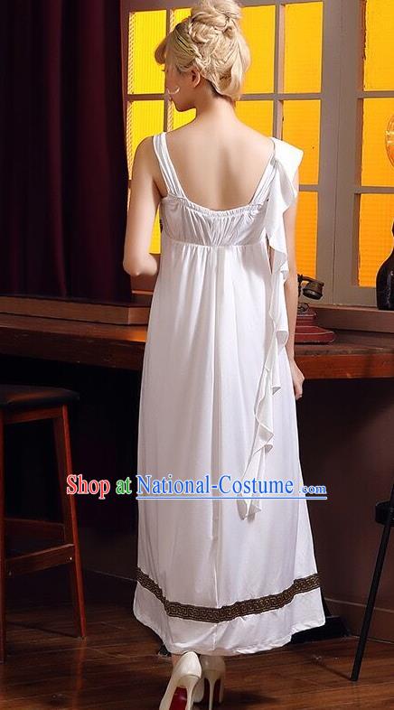 Top Halloween Costume Cosplay Greek Myths Goddess Athena White Dress Christmas Drama Performance Clothing