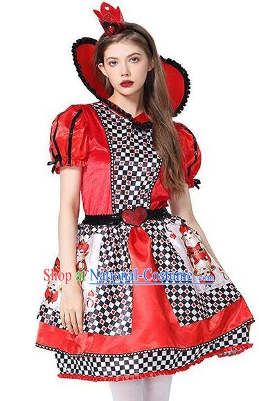 Cosplay Red Queen Dress Christmas Stage Performance Clothing Top Halloween Costume