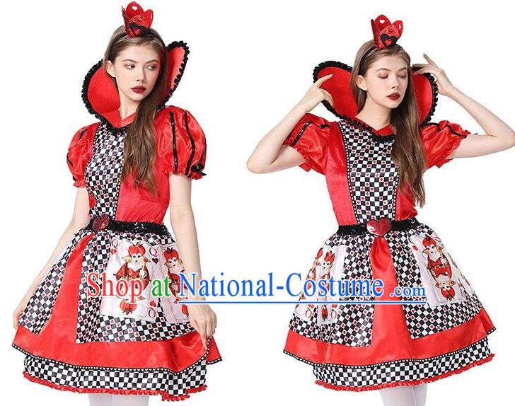 Cosplay Red Queen Dress Christmas Stage Performance Clothing Top Halloween Costume